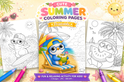 Cute penguin summer Coloring Pages for kids Product Image 1