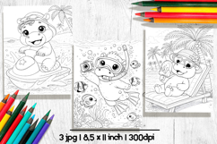 Cute hippo summer coloring pages for kids Product Image 2