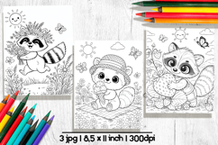 Raccoon summer Coloring Pages for kids Product Image 1