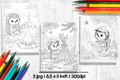 Hedgehog summer coloring pages for kids Product Image 1
