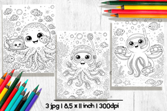 Octopus summer coloring pages for kids Product Image 2