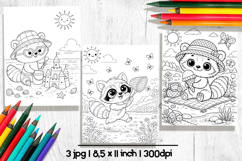 Raccoon summer Coloring Pages for kids Product Image 2