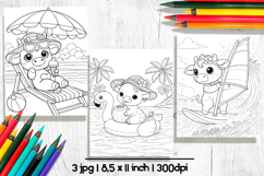 Cute cow summer coloring pages for kids Product Image 2