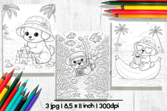 Cute dog summer coloring pages for kids Product Image 2
