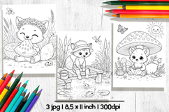 Fox illustration, Summer coloring pages for kids Product Image 2
