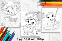 Cute hippo summer coloring pages for kids Product Image 2