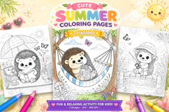 Hedgehog coloring pages, Summer coloring pages for kids Product Image 1