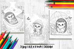 Hedgehog coloring pages, Summer coloring pages for kids Product Image 2