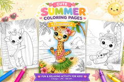 Cute Giraffe Summer Coloring Pages Product Image 1