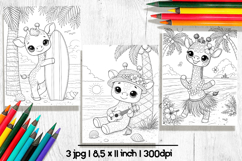 Cute Giraffe Summer Coloring Pages Product Image 2