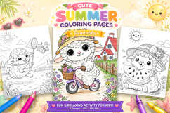 Cute sheep summer coloring pages for kids Product Image 1