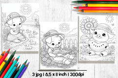 Cute pig summer coloring pages for kids Product Image 2