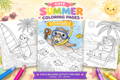 Capybara summer coloring pages for kids Product Image 1