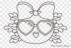 Cute summer axolotl wearing cool sunglasses line coloring Product Image 1