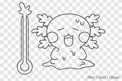 Cute summer axolotl melting with thermometer in heat line Product Image 1