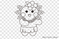 Cute summer axolotl dancing hula with flower lei line art Product Image 1