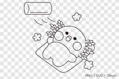 Cute summer axolotl relaxing under air conditioner line art Product Image 1