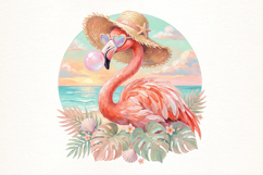 Cute Summer Flamingo with Sunglasses Png Product Image 1