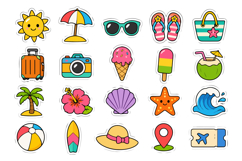 Cute Summer Vacation Sticker Icon Pack | Kawaii Beach Travel Product Image 2