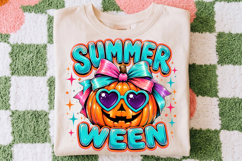 Cute Summerween Png, Pink Bow Jack O'Lantern Halloween Product Image 2