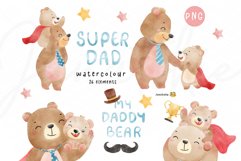 Dad watercolor clipart, father&#039;s day PNG, dad bear PNG Product Image 1