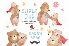 Dad watercolor clipart, father's day PNG, dad bear PNG Product Image 1