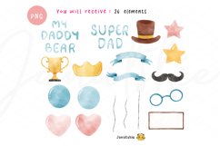 Dad watercolor clipart, father&#039;s day PNG, dad bear PNG Product Image 5