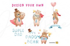Dad watercolor clipart, father&#039;s day PNG, dad bear PNG Product Image 6