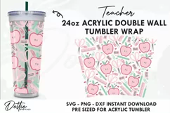 Cute Teacher Starbucks Full 24oz Acrylic Tumbler Wrap SVG Product Image 1