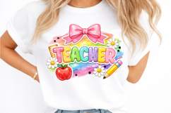 Cute Teacher Rainbow Coquette Bow PNG Product Image 2