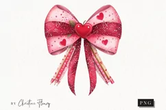 Cute Valentines Teacher Bow | Coquette PNG Product Image 1