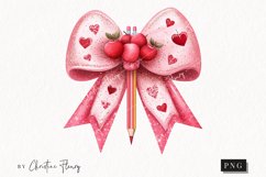 Cute Valentines Teacher Bow | Coquette PNG Product Image 1