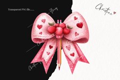 Cute Valentines Teacher Bow | Coquette PNG Product Image 2
