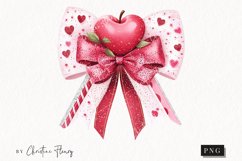 Cute Valentines Teacher Bow | Coquette PNG Product Image 1