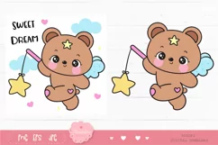 Cute Teddy bear holding star kawaii clipart baby animal Product Image 2
