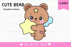 Cute Teddy bear hug star kawaii cliparts baby animal cartoon Product Image 1