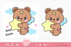 Cute Teddy bear hug star kawaii cliparts baby animal cartoon Product Image 2