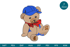 Cute Teddy Sitting Embroidery Design Product Image 1