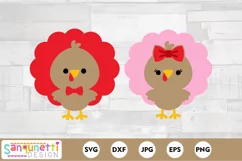  Cute Thanksgiving Turkey Girl and boy SVG