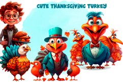 Cute Thanksgiving Turkey clipart Sublimation Product Image 1