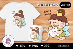 Tooth fairy cute sublimation art. Kawaii Clipart fairytales Product Image 1