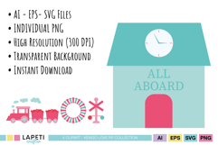 Train birthday decoration graphics for party signs cupcake toppers and favors
