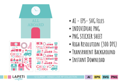 Pastel love train PNG graphics for crafting