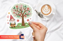 Cute Tree flowers Gnome Sticker Product Image 1