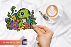 Cute Turtle Sticker, Adorable Turtle Sticker Design Product Image 1