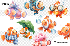 Cute Underwater Orange Fish Characters | Transparent 300 DPI Product Image 3