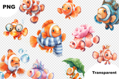 Cute Underwater Orange Fish Characters | Transparent 300 DPI Product Image 4