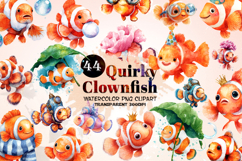 Cute Underwater Orange Fish Characters | Transparent 300 DPI Product Image 1