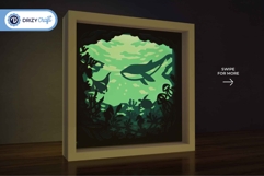 Cute Underwater Scene 3D Shadow Box - The Sea 3D Light Box Product Image 2