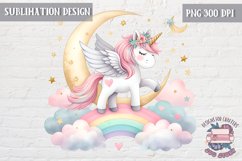 Unicorn Rainbow Sublimation Design Pastel color Nursery PNG Product Image 1